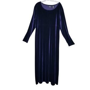 Vtg Purple Velvet Babydoll Maxi Dress Y2K Whimsigoth Fairy Grunge 90s XL 16/18